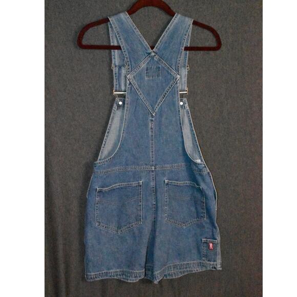 Squeeze Jeans Shortalls Overalls Women's Medium Distressed Denim Farmer - Picture 6 of 10